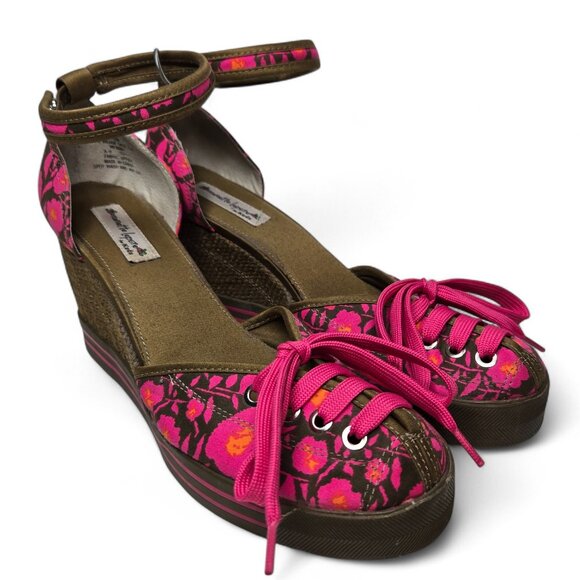 Nanette Lepore x Keds Espadrille Wedge Heels Women's Laced Floral Ankle Strap 10 - Picture 1 of 9